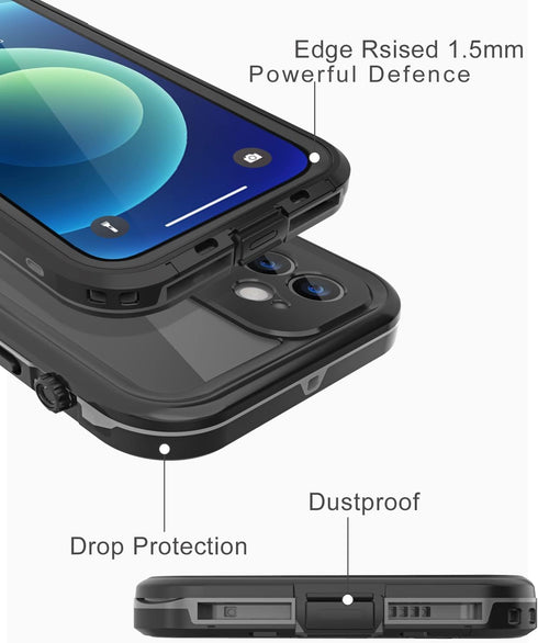 Design for iPhone 12 Mini Waterproof Case, Full Body Shockproof Case for iPhone 12 Mini Case with Screen Protector, Dust Proof Phone Case Cover fo...