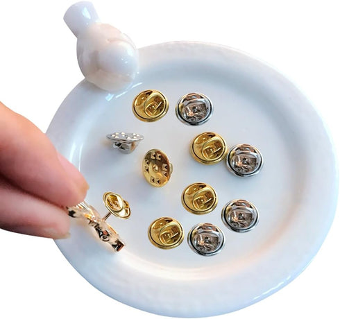 120 Pack Butterfly Clutch with Blank Pins,YuCool Pin Backs Tie Tacks Replacement for Craft& Jewelry Making -Locking Pin Backs(60 Silver and 60 Gol...