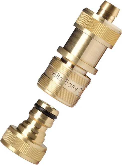 Soaker Hose Pressure Reducer Regulator with Integrated Female Quick Connector - Includes Male Connector with 3/4 GHT Threads and Integrated 1/2 In...