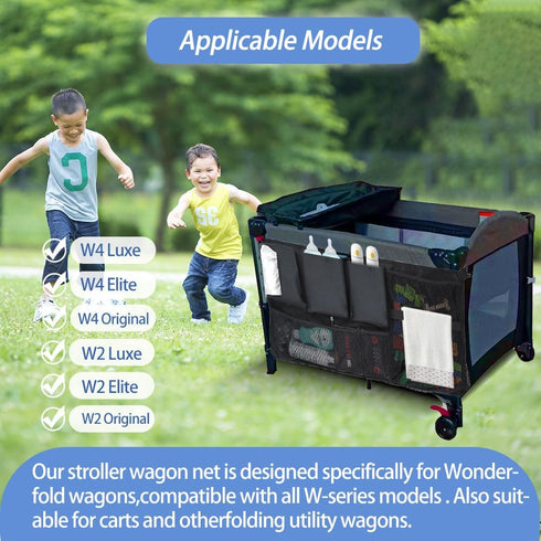 Stroller Wagon Cargo Net, Abnaok Wagon Accessories Organizer Compatible with WONDERFOLD W-Series Models, Large Capacity Mesh Cargo Storage Bag wit...