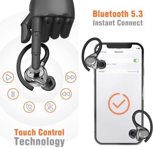Wireless Bluetooth Earbuds for Small Ears Canal, Running Headphones with Microphone, IPX7 Waterproof, Noise Isolation Wireless Earphones for Sport...