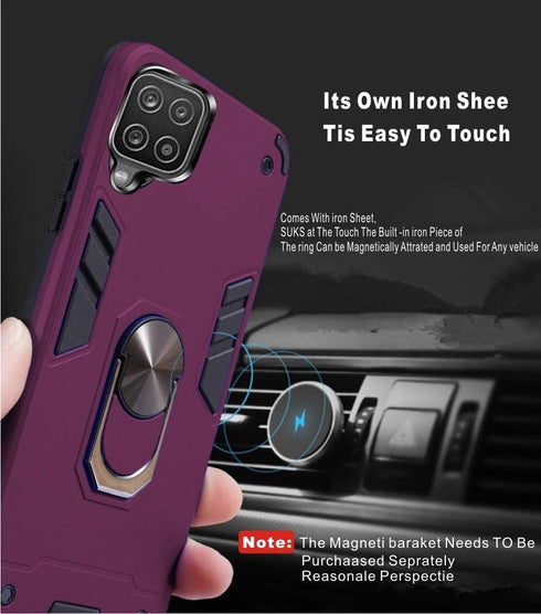 Folmeikat Samsung Galaxy A12 5G Case, 360 Metal Rotating Ring Kickstand Holder Grip Built-in Magnetic Metal Plate Armor Shockproof Flexible Cell P...