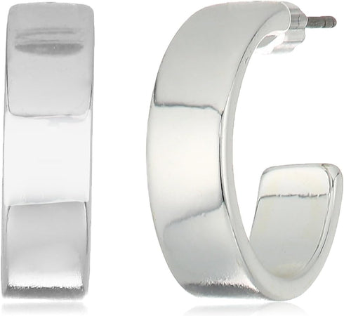 Chaps Women's Silvertone C Hoop Post Hoop Earrings...