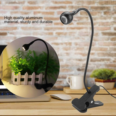LED Clip On Reading Light, Book Light, Bed Lamp, Sample Style USB LED Table Light Mini Desk Night Lamp with Clip for Home Study Reading (Warm-Blac...
