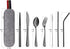 DEVICO Portable Utensils, Travel Camping Cutlery Set, 8-Piece including Knife Fork Spoon Chopsticks Cleaning Brush Straws Portable Case, Stainless...