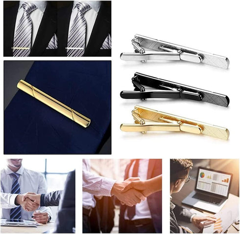 Mens Tie Clip Stainless Steel Metal Simple Necktie Tie Bar Clasp Clip Clamp Pins Sliver Color Minimalist for Men Business Party Wedding Anniversar...