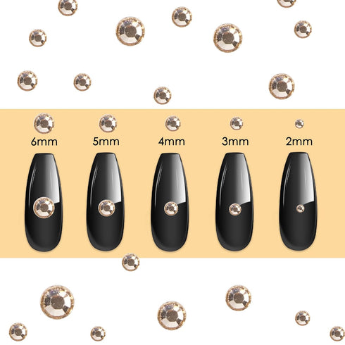 Canvalite 1500PCS Champagne Rhinestones Flat Back Gems, Nail Rhinestones Nail Art Gems with Pick Up Tweezers and Rhinestone Picker Dotting Pen, Na...