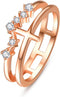 PRAYMOS Rose Gold Rings for Women Sterling Silver Gold Plated Ring Eternity Wedding Engagement Band Promise Rings for Her US8...