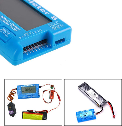 RC CellMeter 8 Digital 1S-8S Battery Capacity Checker Battery Voltage Tester LCD Backlight for LiPo Life Li-ion NiMH Nicd...
