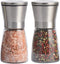 Salt and Pepper Grinder Set of 2, Premium Stainless Steel Spice Mill with Adjustable Coarseness, Ceramic Blades, Refillable Glass Body with 60Z ca...