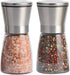 Salt and Pepper Grinder Set of 2, Premium Stainless Steel Spice Mill with Adjustable Coarseness, Ceramic Blades, Refillable Glass Body with 60Z ca...