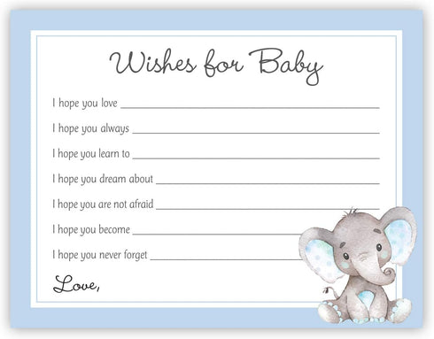 InvitationHouse 48 cnt Watercolor Elephant Baby Wish Cards (Blue)...
