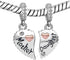 Mother Daughter Son Sisters Best Friends Bestie Rose Gold Heart Puzzle Dangle Birthday Charms Compatible with Pandora Bracelet...