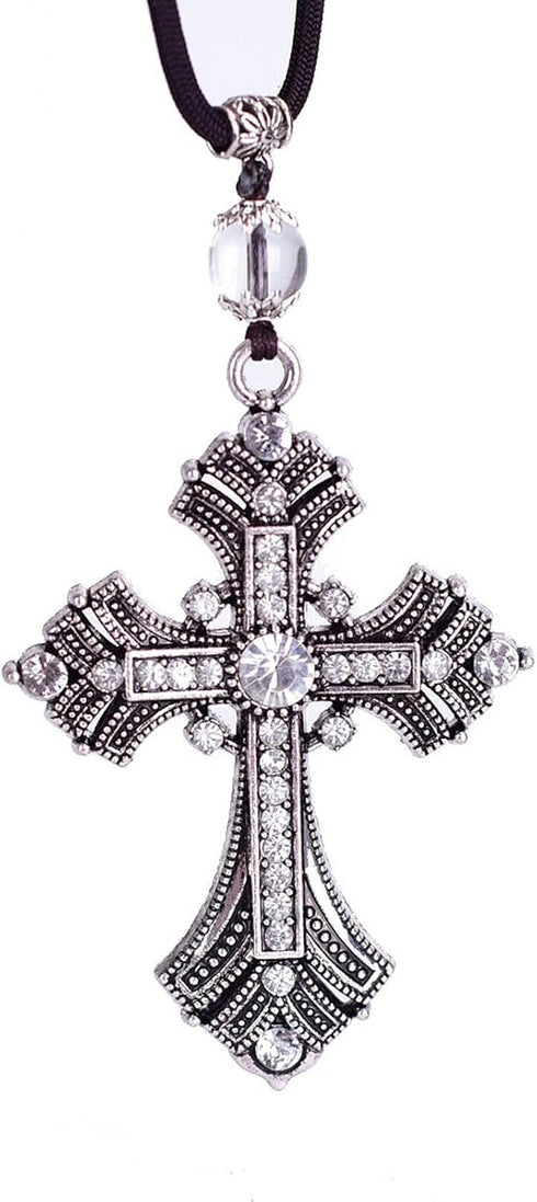 Car Pendant Metal Diamond Hanging Cross, Auto Interior Rearview Mirror Dangle, Interior Decoration Pendant...