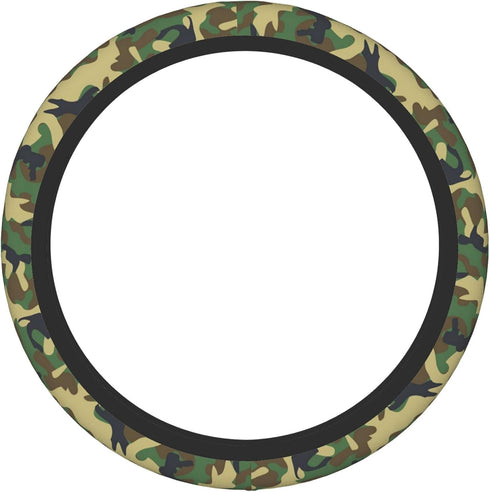 Green Camo Steering Wheel Cover for Women Men, Universal 15 Inch Anti Slip Steering Wheel Protector Car Accessories Interior for Auto Truck SUV...