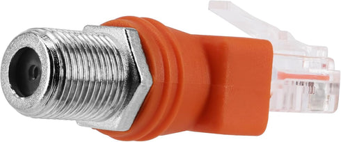 RF to RJ45 Converter Adapter, 2 Pack F Female to RJ45 Male Ethernet Adapter Coaxial Coupler Coax Straight Connector - Orange...
