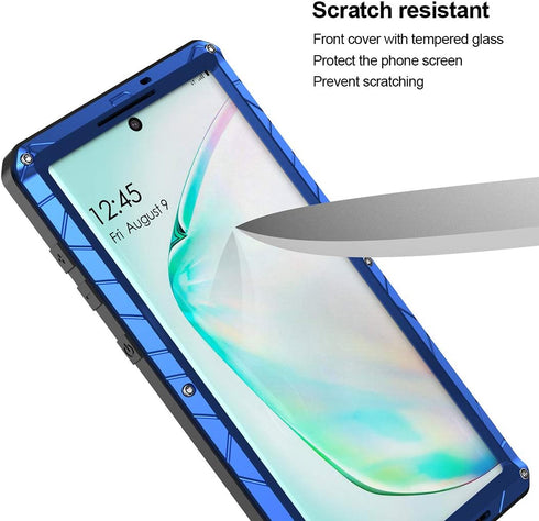 Galaxy Note 10 Case Metal, Samsung Note 10 Case Heavy Duty, Gorilla Glass Cover Armor Aluminum Alloy Bumper Military Shockproof Hard Defender Outd...