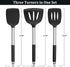 P&P CHEF Black Cooking Utensil Set of 3, Silicone Kitchen Utensils, Slotted & Solid Spatula Turners for Flipping Stir-Frying, Nonstick & Heat Proo...
