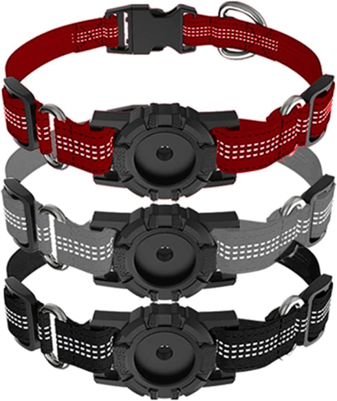 Airtag Dog Collar Adjustable Reflective Apple Air Tag Dog Collar Soft Nylon Dog Collars with Air Tag Holder Case Integrated Air Tag Accessories Pe...