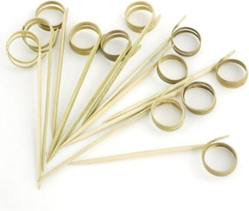 BambooMN 3.5" Decorative Loop Ring Card Holder Cocktail Fruit Sandwich Picks Skewers for Catered Events, Holiday's, Restaurants or Buffets Party S...