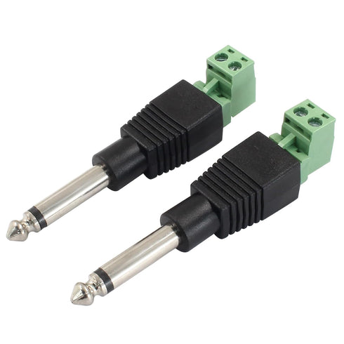 2 Pcs 6.35mm Replacement Repair Plug, Jack TS 2 Pole Mono Male Plug 1/4" 6.35mm Solderless Terminal for Microphone Speaker Cable...