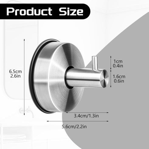 Suction Hooks, 2 Pack Vacuum Suction Cup Hooks Removable and Reusable Shower Hooks Stainless Steel Towel Hooks Wall Hanging Hook Heavy Duty Hooks ...