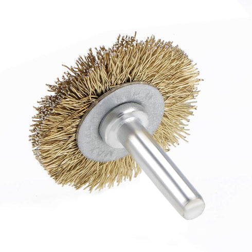 uxcell 1-1/2Inch Wire Wheel Brush Bench Copper Plated Crimped Steel 1/4-Inch Shank 10 Pcs...