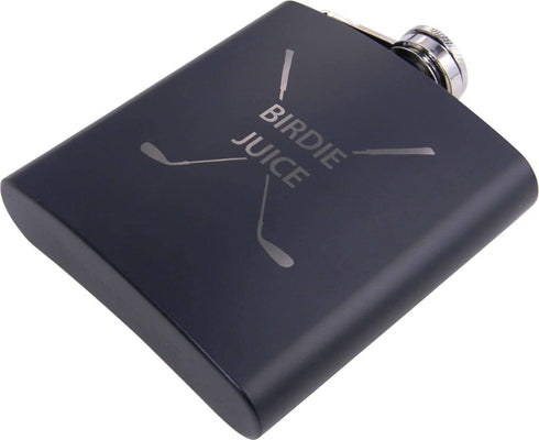 Birdie Juice Flask, Funnel, Shot Glasses, and Gift Box - Golfing Birdie Juice Hip Stainless Steel Metal Matte 6-Ounce Golf Bag Flask (Black)...