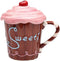 Life Is Sweet Mug with Pink Lid, 5-3/4-Inch...