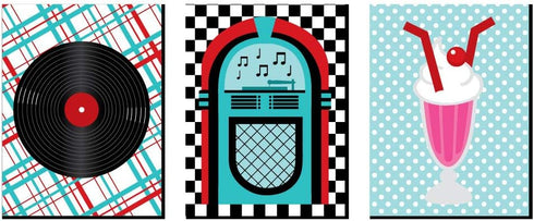 Big Dot of Happiness 50's Sock Hop - 1950s Wall Art, Room Decor and Rock N Roll Themed Room Home Decorations - Gift Ideas - 7.5 x 10 inches - Set ...