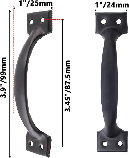 6 Pcs 4" Metal Gate Pull Handles, Bow Gate Handle Screen Door Pull, Vintage Barn Door Handles (Black)...