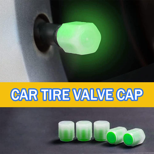 Tire Valve Stem Caps for Car, 5PCS Fluorescent Valve Stem Caps, Noctilucous Tire Air Caps Cover, Illuminated Auto Wheel Valve Stem Cap Fit for Car...
