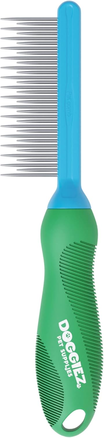Pet Detangling Comb - 2 in 1 Dog Comb and Cat Comb Design for Long Hair & Short Hair - Metal Comb For Dogs and Cat Grooming to Safely Brush & Remo...