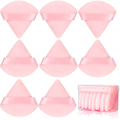 8 Pcs Cotton Powder Puff Face,JASSINS Triangle super soft for Both dry and wet Makeup Setting/Concealer/Loose and Body Powder/Foundation/Blush Mak...