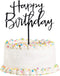 Happy Birthday Cake Topper. Cake Party Decorations, Acrylic Black Birthday cake Topper...