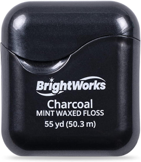 BrightWorks Activated Charcoal Dental Floss - 55 Yards (Pack of 4) - Infused Waxed with Natural Fresh Mint Flavor for Oral Care, Dental Hygiene, a...