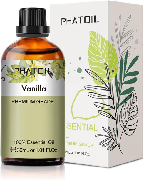 Vanilla Essential Oil, 1.01Fl.Oz (30ML) PHATOIL Pure Essential Oil Singles for Aromatherapy Diffusers, Humidifiers, Great for DIY Candle and Soap ...