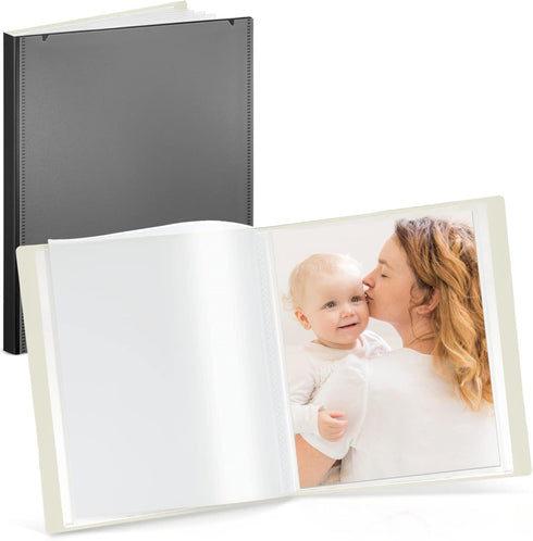 CRANBURY Portfolio Binder for 8x10 Photos (Black), Poly Plastic 8 x 10 Art Presentation Book with Clear Plastic Sleeves, 24 Pages Hold 48 Pictures...