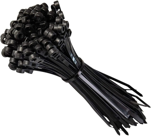 GTSE 100 Pack Of Black Screw Mount Head Zip Ties, 4" x 0.1", Zip Ties With Screw Hole...
