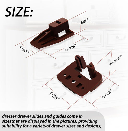10PCS Drawer Slides Repair kits Fit for Center Mount Drawer Slides,Plastic Drawer Guides for Rite-Trak I Drawer Guide Glide & Stop Commercial Styl...