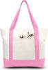 TOPDesign 1-Pack Canvas Tote Bag with an External Pocket, Reusable Grocery Shopping Bag, Top Zipper Closure, Daily Essentials (Pink/Natural)...