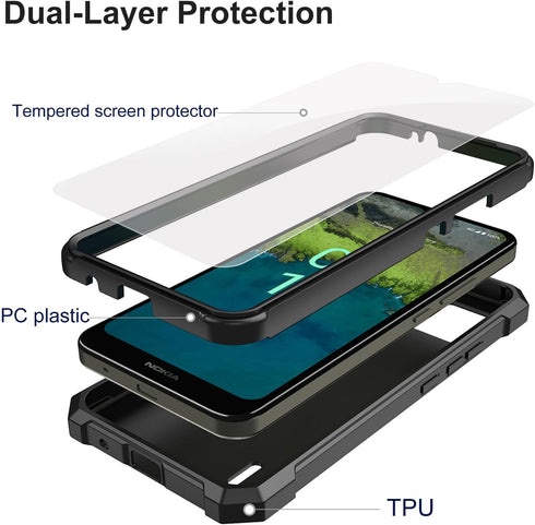 Ailiber Case for Nokia C110, Nokia C110 Phone Case with Screen Protector, Dual Layer Structure Protection, Shockproof Corners TPU Bumper, Heavy Du...