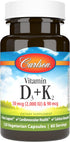 Carlson - Vitamin D3 + K2, 50 mcg (2000 IU) Vitamin D3 & 90 mcg Vitamin K2 as MK7, Bone Support, Calcium Absorption, 120 Capsules...