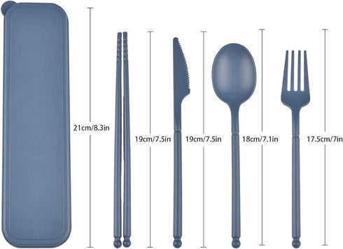 Camping Utensil Set, Reusable Utensils Set with Case, Plastic Cutlery Set Forks Spoon Tableware Chopsticks, Portable Cutlery Set for Travel Picnic...