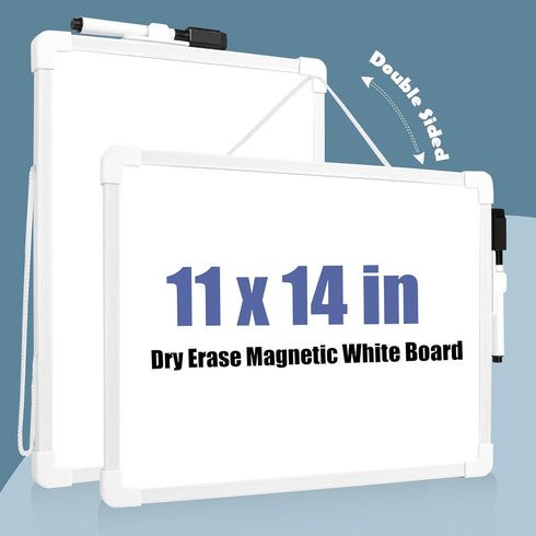 SUNEE Small Dry Erase Board with Hanging, 8.5x11 Magnetic White Board with Marker, Double-Sided Dry Erase Whiteboard for Students - Planning, Draw...