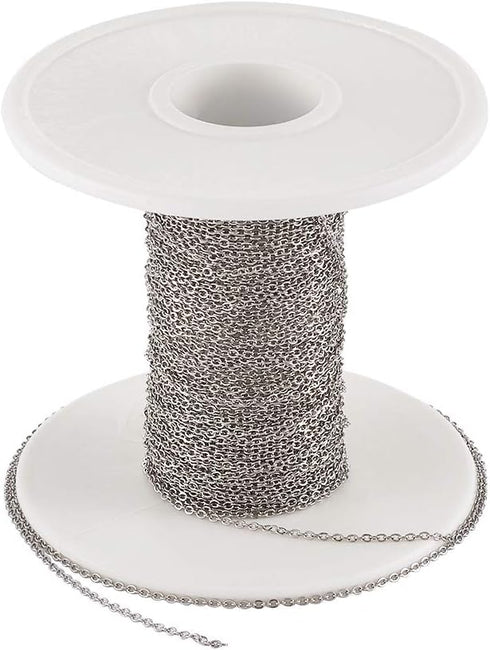 Pandahall 32.8 Feet/10M 304 Stainless Steel Cross Chains with Spool 1.1x0.3mm for Bracelet Necklace Jewelry Making...
