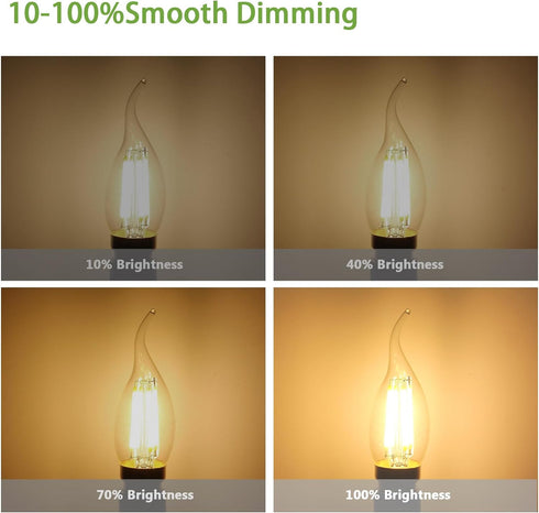 LED Chandelier Light Bulbs, E12 Candelabra Bulb 60 Watt Equivalent, 2700k Warm White 600LM E12 LED Bulb Dimmable, Vintage LED Filament C35T/CA10 C...