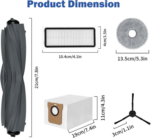 Accessories Compatible with Dreametech L20 Ultra, L30 Ultra Robot Vacuum Cleaner, 20 Pack Replacement Parts, 1 Roller Brush, 4 Filters, 4 Side Bru...