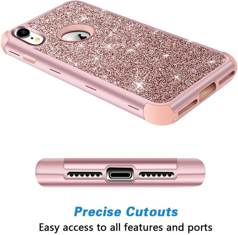 Hython Compatible with iPhone XR Case, Heavy Duty Full-Body Defender Protective Bling Glitter Sparkle Hard Shell Armor Hybrid Shockproof Silicone ...