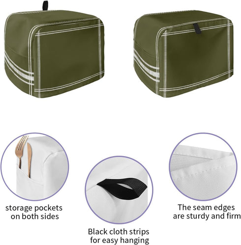 Toaster Dust Cover with Pockets, Solid Color Dark Olive Green Soft Washable 4 Slice Toaster Cover, Dust-proof Cover for Small Appliance Cover and ...